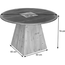 MCW Esstisch MCW-L76, Tisch Esszimmertisch, rund Industrial Massiv-Holz MVG-zertifiziert 74x120cm, natur mit Metall-Optik