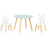 Beliani Kindertisch ROBIN 2 Stühle 90 x 60 cm Kiefer weiß