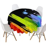 Morbuy Rund Tischdecke, Regenbogen Drucken Rund Tischdecken Wasserdicht Lotuseffekt Abwischbar Abwaschbar Tischtuch für Dekoration Küchentisch Garten Outdoor (Durchmesser 160cm,Gemälde)