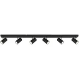 GLOBO Deckenleuchte Spotleiste Deckenstrahler 6-flammig Wohnzimmerleuchte, Deckenlampe mit verstellbaren Spots, Metall schwarz, 6x GU10, LxBxH 115x6x12 cm