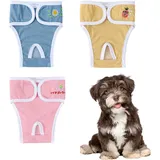 Treer 3 Stück Waschbare Hundewindeln Weiblich Wiederverwendbare Hundewindeln für Hündinnen, Saugfähige Höschen Festen Sitz für Hunde Periode/Inkontinenz und Lange Reisen (XXL,Farbe)