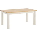 Capera Esstisch Massivholz 160x90cm Weiß Braun Rustikal für Küche Esszimmer