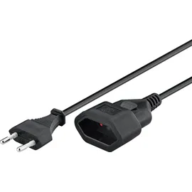 goobay Verlängerungskabel 64616, für innen, Eurostecker, Kabeltyp H03VVH2-F aus Kunststoff, schwarz, 2 m,