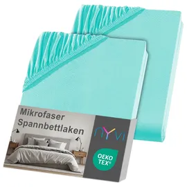nyvi Spannbettlaken DreamScience Mikrofaser 90 x 200 - 100 x 200 cm aqua 2 St.