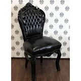 Casa Padrino Barock Esszimmerstuhl Lederoptik Schwarz