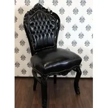 Casa Padrino Barock Esszimmerstuhl Lederoptik Schwarz