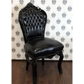 Casa Padrino Barock Esszimmerstuhl Lederoptik Schwarz