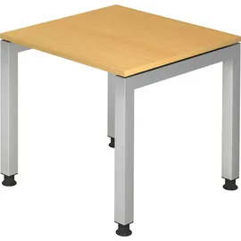 Hammerbacher Schreibtisch buche rechteckig, 4-Fuß-Gestell silber 80,0 x 80,0 cm