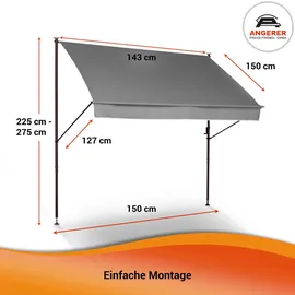 Angerer Klemmmarkise Exklusiv 150 cm grau/weiß