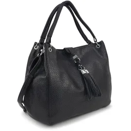 HARPA Schultertasche "UZAY", Damen, Gr. B/H/T: 12,5cm x 33cm x 38,5cm, schwarz, Lederimitat, unifarben, Taschen Schultertasche, mit dekorativer Troddel
