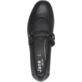 Jana Damen Ballerinas mit Riemen Vegan, Schwarz 38 EU