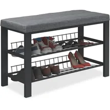 Relaxdays Schuhbank 82 x 50,5 x 33 cm anthrazit/schwarz