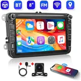 Hikity CarPlay Android Autoradio für VW Seat Skoda,8 Zoll 2 Din mit Navi FM Autoradio schwarz