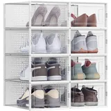 Schuhbox, Transparent, Kunststoff, 8 Fächer, 33.3x14x23 cm, stapelbar, integrierte Durchlüftung, Ordnen & Aufbewahren, Aufbewahrungsboxen