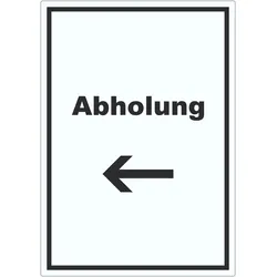 Abholung Aufkleber mit Text und Richtungspfeil links Post hochkant A4 (210x297mm)