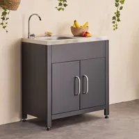 Sweeek Outdoor-Küchenmöbel aus Stahl mit Spüle L80 cm -