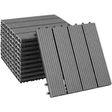 Tectake tectake® Terrassenfliesen, 11er Set im Klicksystem, mit Drainage, 31 x 31 x 2,2 cm