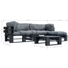 vidaXL Garten-Lounge-Set 4-tlg. grau