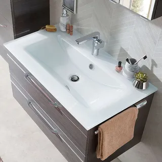 Pelipal Balto Glaskeramik Waschtisch 90 cm, Badkeramik, weiß hochglanz