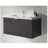 Evenes Waschtischunterschrank + Keramik-Waschtisch EPIL, anthrazit hochglanz, 1 Auszug, 860 x 550 x 510 mm