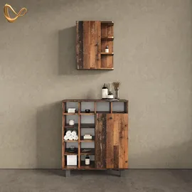 livinity Livinity® Badschrank, Fucino, Eiche rustikal, 47.2 x 59.2 cm