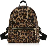 AfitLulu Kleiner Rucksack Damen Mini Rucksack mit Reißverschluss, Modisches Leopardenmuster Klein Rucksacks Lässig Rucksacks Wasserdichter Leder Schulrucksack mit Verstellbarer Schultergurt (Braun)