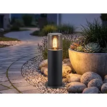 meine wunschleuchte Sockelleuchte Aluminium 30 cm 1er Set Schwarz/Rauchfarbig