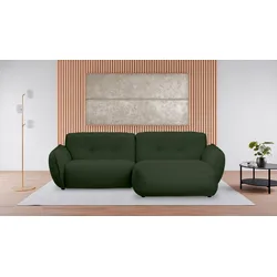 Ecksofa BETYPE "Be Fluffy", grün (dunkelgrün), B:289cm H:87cm T:184cm, 100% Polyester, Sofas, Softes Sitzgefühl, moderne Kedernaht, hochwertiger Bezug