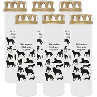 HS Candle Grabkerze GK-03859 (6-tlg), Grabkerze Brenndauer 170 Stunden mit Motiven