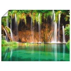 Wandbild ARTLAND "Schöner Wasserfall im Wald", grün (farbe bild(er): grün), B:80cm H:60cm T:0,1cm, Papier, Bilder, als Leinwandbild, Poster in verschied. Größen