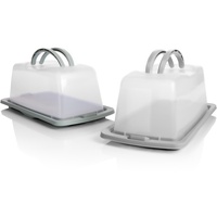 BigDean 2 Stück Kuchen Transportbox Set Rechteckig – mit Doppel Tragegriff für sicheren Transport von Kuchen & Muffins – Kuchenbehälter mit Klickverschluss – Kuchencontainer Made in Europa