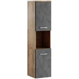 Badplaats Badezimmerschrank Montreal mit 2 Türen Kastanien Eiche / Grau - 30 x 30 x 130 cm