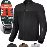 SHIMA OPENAIR Motorradjacke Herren - Leichte, Atmungsaktive Sommer Mesh Motorcycle Stadt Textiljacke Männer mit CE Schulter Ellbogen und Rückenprotektoren, Breitenverstellung (Schwarz, S)