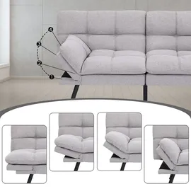 Makika Schlafsofa 3-Sitzer Schlafcouch Paul verstellbar mit Schlaffunktion in Grau