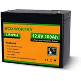 ECO-WORTHY Lithium Batterie 12v 100ah mit BMS Low Temperature Schutz und Max.15000 Zyklen, 1280Wh LiFePO4 100Ah 12V Autobatterie für Wohnmobil,Wohnwagen