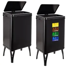 Wellhome WELL HOME & 2 x Smart Mülleimer, 40 l, Höhe: 71,5 x 35,5 x 26 cm, schwarz mit Magnetetiketten