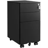 Songmics Rollcontainer, unter Schreibtisch, mit 3 Schublade, vormontiert, abschließbarer Büroschrank mit Hängeregistratur, für Akten, Dokumente, Schreibwaren, 45 x 30 x 60 cm, schwarz OFC031B01