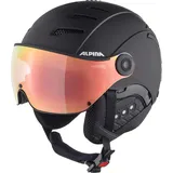 Alpina JUMP 2.0 Q-LITE - Sicherer, Stoßabsorbierender & Indiv. Anpassbarer Skihelm Mit Kontrastverstärkendem Visier Für Erwachsene, black matt, 52-54 cm