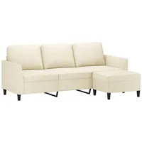 vidaXL 3-Sitzer-Sofa mit Hocker Creme 180 cm Kunstleder