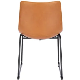 Svita Harry 2er Set Esszimmerstühle Metallbeine Kufengestell Kunstleder Cognac