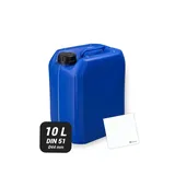 Trevendo Wasserkanister 10 Liter (DIN 51, Ø44 mm, blau) - eingeprägte Literskala - Lebensmittelecht - BPA-frei - Ideal für Camping, Reisen und mehr - inkl Beschriftungsetikett