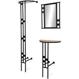 furn.design GarderobeN-SET 3-teilig schwarz Metall 130 cm mit Spiegel, Kilby