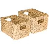 HMF Aufbewahrungskorb geflochten aus Wasserhyazinthe Seegras 32 x 23 x 20 cm beige