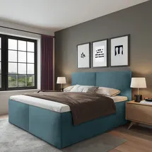 Halmon Schlafkomfort Betten Milano 200 x 200 cm H3 Blau