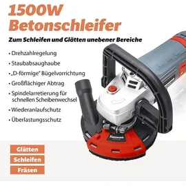 FANZTOOL Betonschleifer Betonfräse Set 125 mm