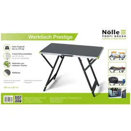 Nölle Profi Brush Arbeitstisch Aluminium/Stahlrohr 60 x 100 cm schwarz höhenverstellbar
