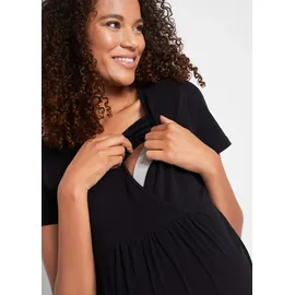 bonprix Stillshirt BONPRIX "2-in-1 Umstands- und Stillshirts (2er Pack?)", Damen, Gr. 36/38 (S), schwarz (schwarz, schwarz), Obermaterial: 95% Baumwolle, 5% Elasthan, figurumspielend, Shirts, figurumspielende Passform, mit Wickelschnitt