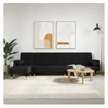 vidaXL Schlafsofa in L-Form Schwarz 271x140x70 cm Samt