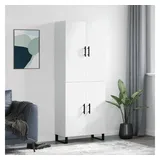 furnicato Highboard Weißes aus Holzwerkstoff und Metall 69,5 x 34 x 180 cm (1 St), Stabiler Schrank mit viel Stauraum und Wandhalterung für Wohnzimmer weiß 69.5 cm x 180 cm x 34 cm