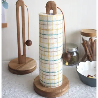 Küchenrollenhalter Stehend, Küchenpapierhalter Holz aus Akazienholz, Küchenrolle Halter für Standard und Größe Rollen, Papierrollenhalter Stehend für Küche und Esstisch Arbeitsplatte Organisation